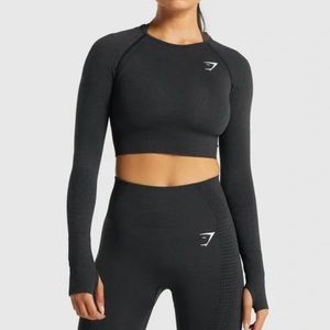 Gymshark Black Long Sleeve Seamless Crop Top